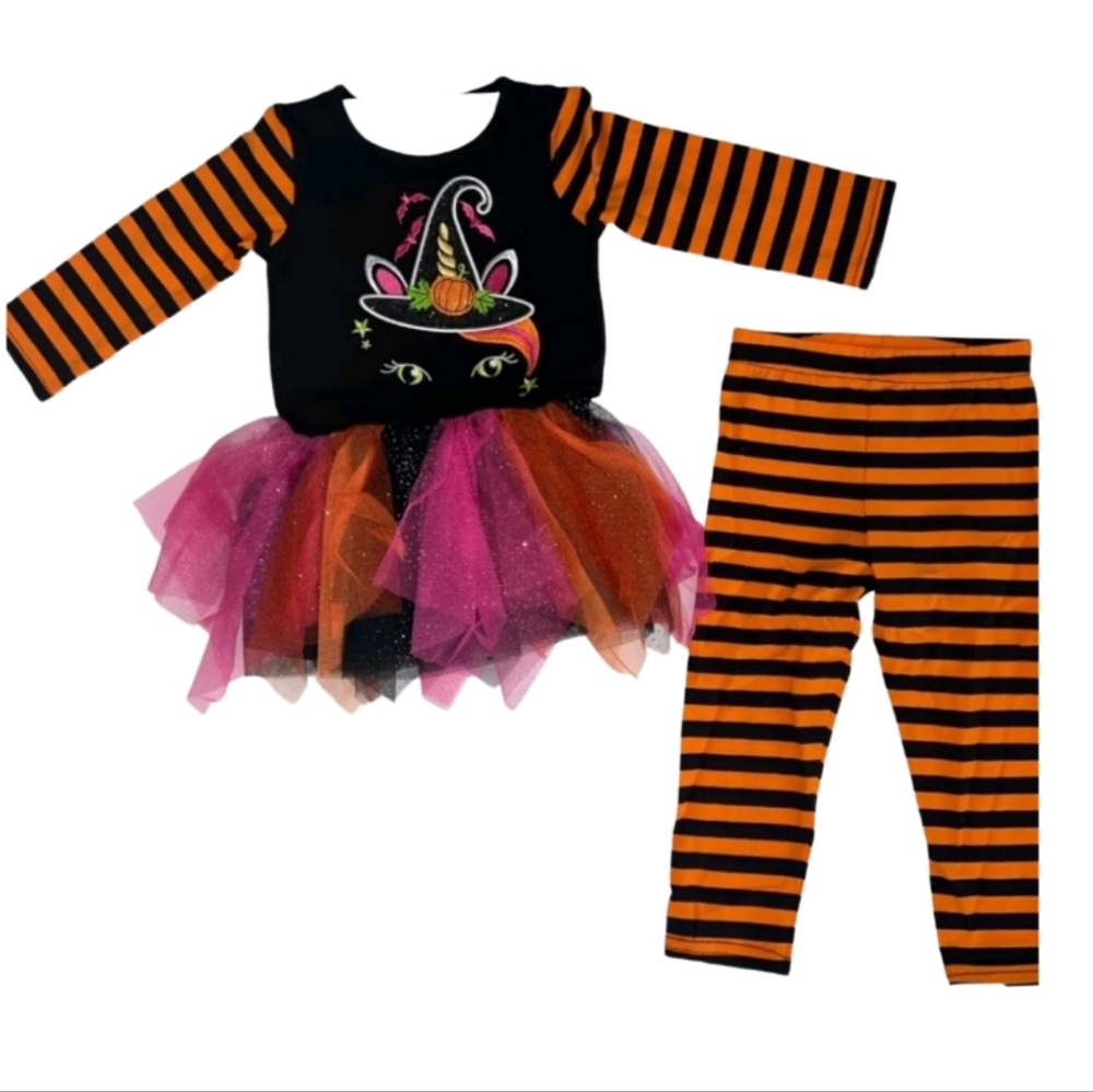 Emily Rose Girl's Fall Applique Halloween Tutu Tunic & Legging Set, Size 3T